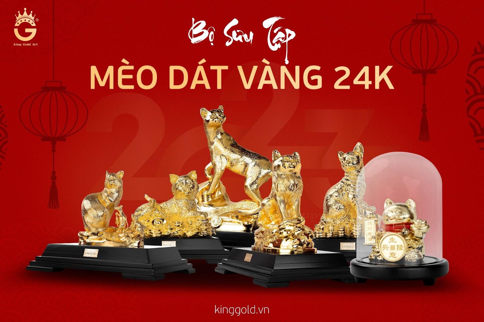 Bộ sưu tập tượng mèo vàng đón tết Quý Mão 2023 