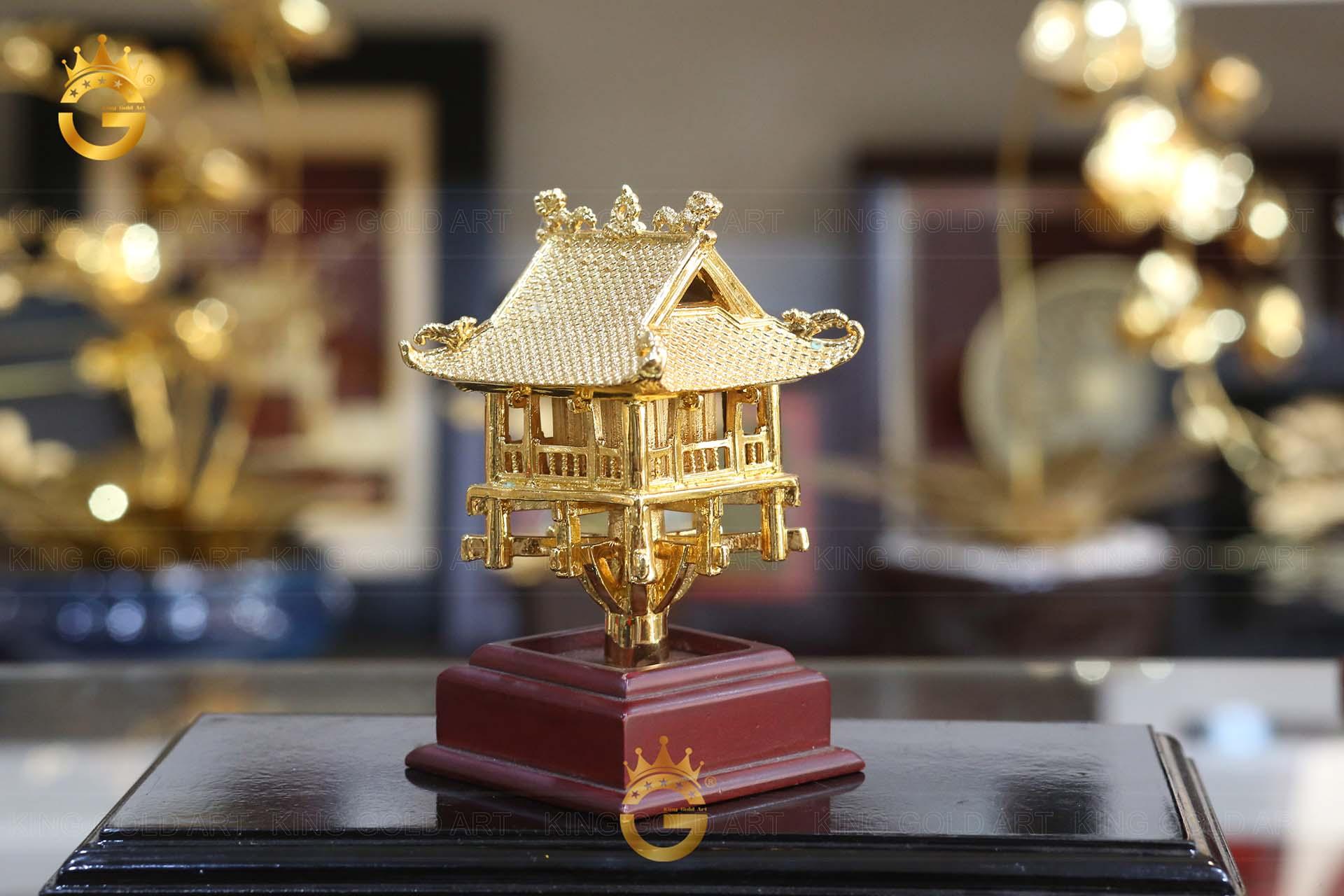 Quà tặng mô hình chùa Một Cột bằng đồng mạ vàng tinh xảo