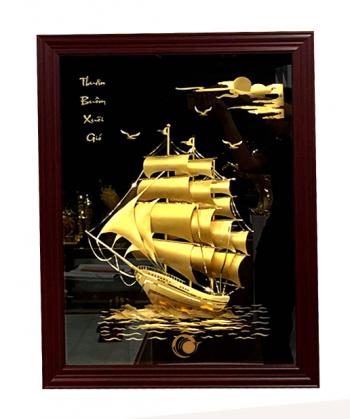Tranh quà khai trương, tranh thuyền buồm vàng 24k