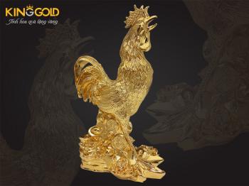 Gà trống mạ vàng 24k- quà tặng linh vật phong thủy