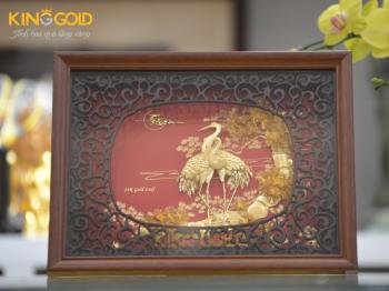 Quà tặng tranh vàng 24k- giá bán tranh tùng hạc diên niên mạ vàng