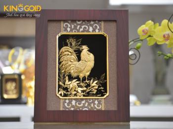 Quà tặng tranh vàng 24k- giá bán tranh gà trống mạ vàng 24k