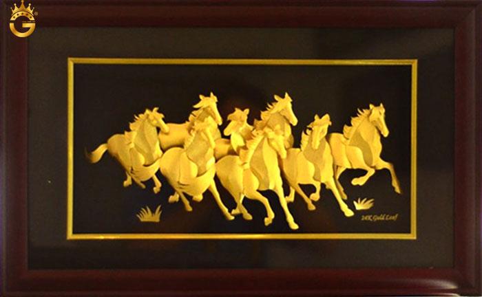 Tranh bát mã thành công dát vàng cao cấp - 8 ngựa