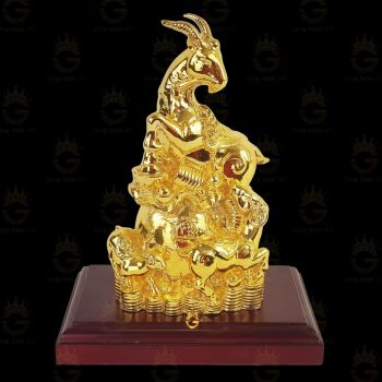 Tượng dê đồng mạ vàng 24k- quà tặng linh vật phong thủy hợp tuổi Mùi