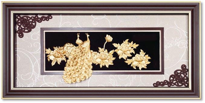 Tranh vàng vinh hoa phú quý dát vàng 24k 50x110 cm