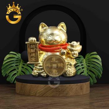 Quà tặng tượng mèo thần tài mạ vàng tinh xảo