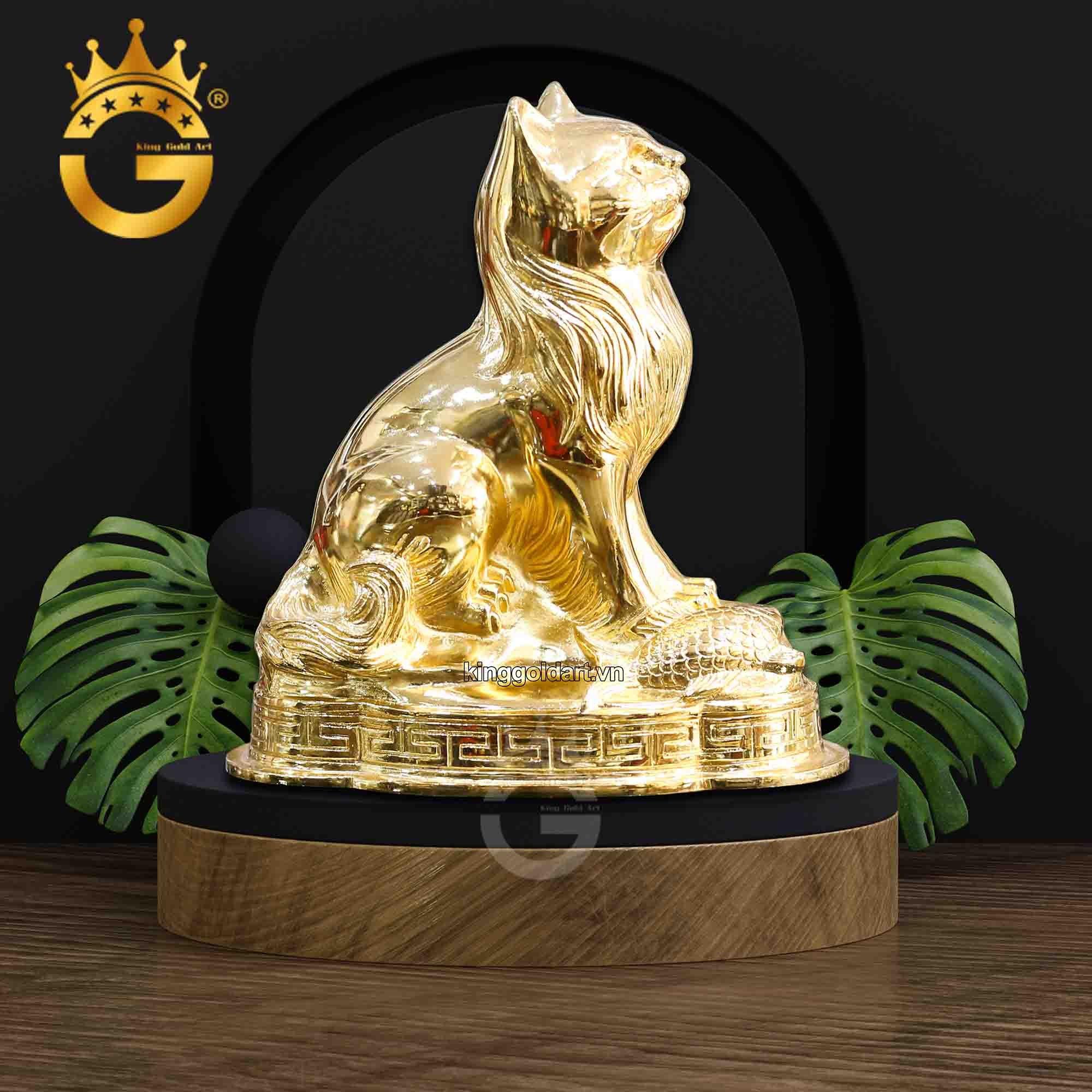 Giá bán tượng mèo mạ vàng 24k của King Gold Art