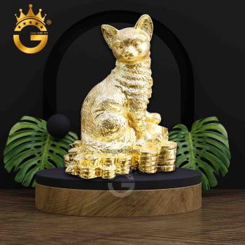 Tượng mèo phong thủy mạ vàng cao cấp làm quà tặng Tết Quý Mão 2023