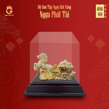 Quà Tết 2026 - Tượng Ngựa Phát Tài (Kéo xe)
