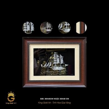 Tranh Thuyền Thuận Buồm Xuôi Gió Bạc Thủ Công